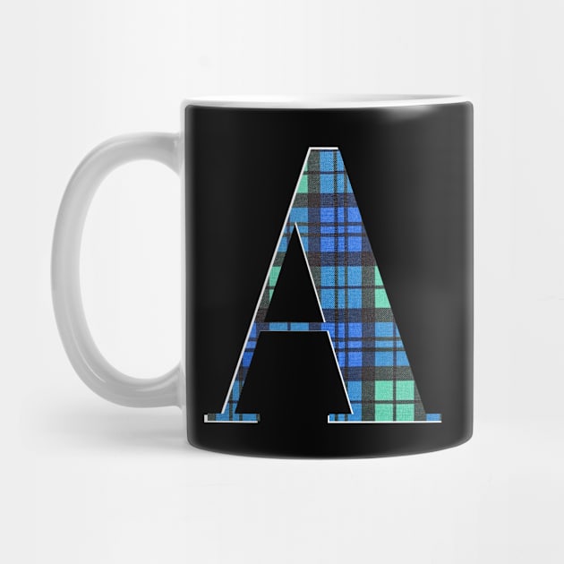 Letter A - Blue and Green Scottish Tartan Monograms by tnts